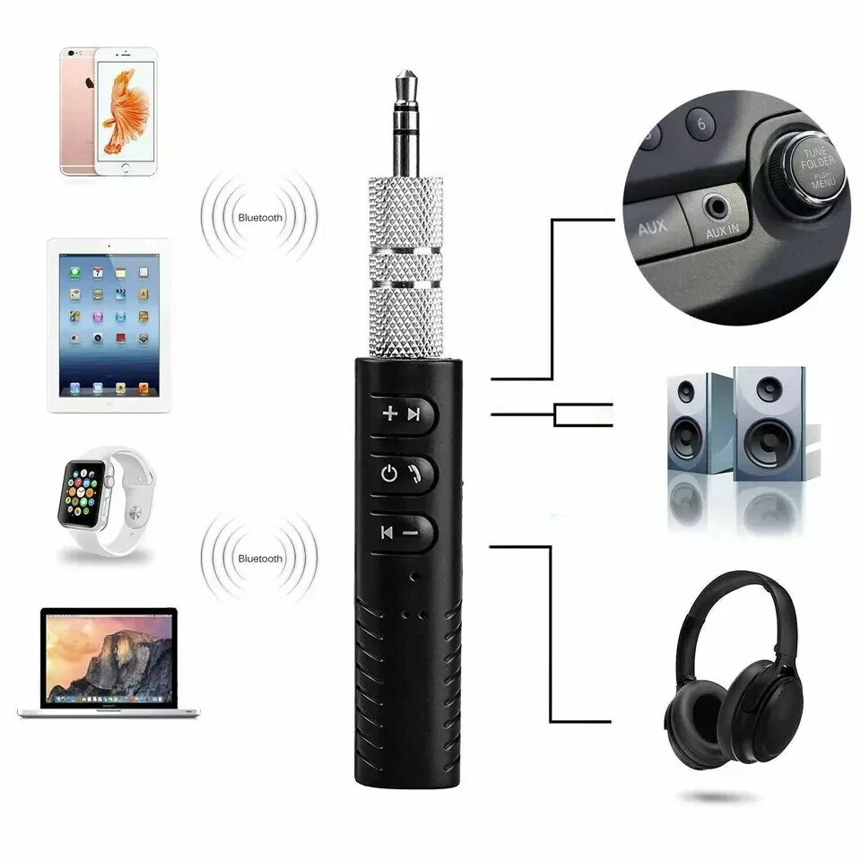 New Wireless Bluetooth Receiver 3.5mm AUX Stereo Music Hands Free Car Adapter