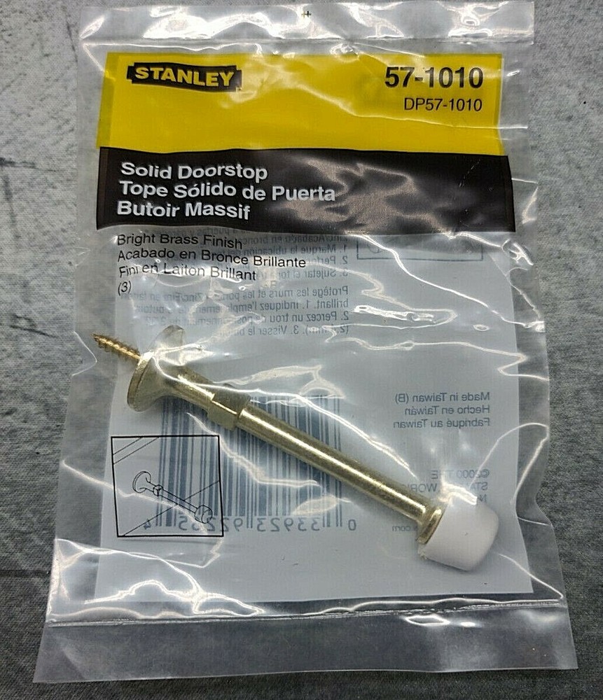 STANLEY Solid Door Stop 57-1010 Wall Mount Door Stop Brass Finish