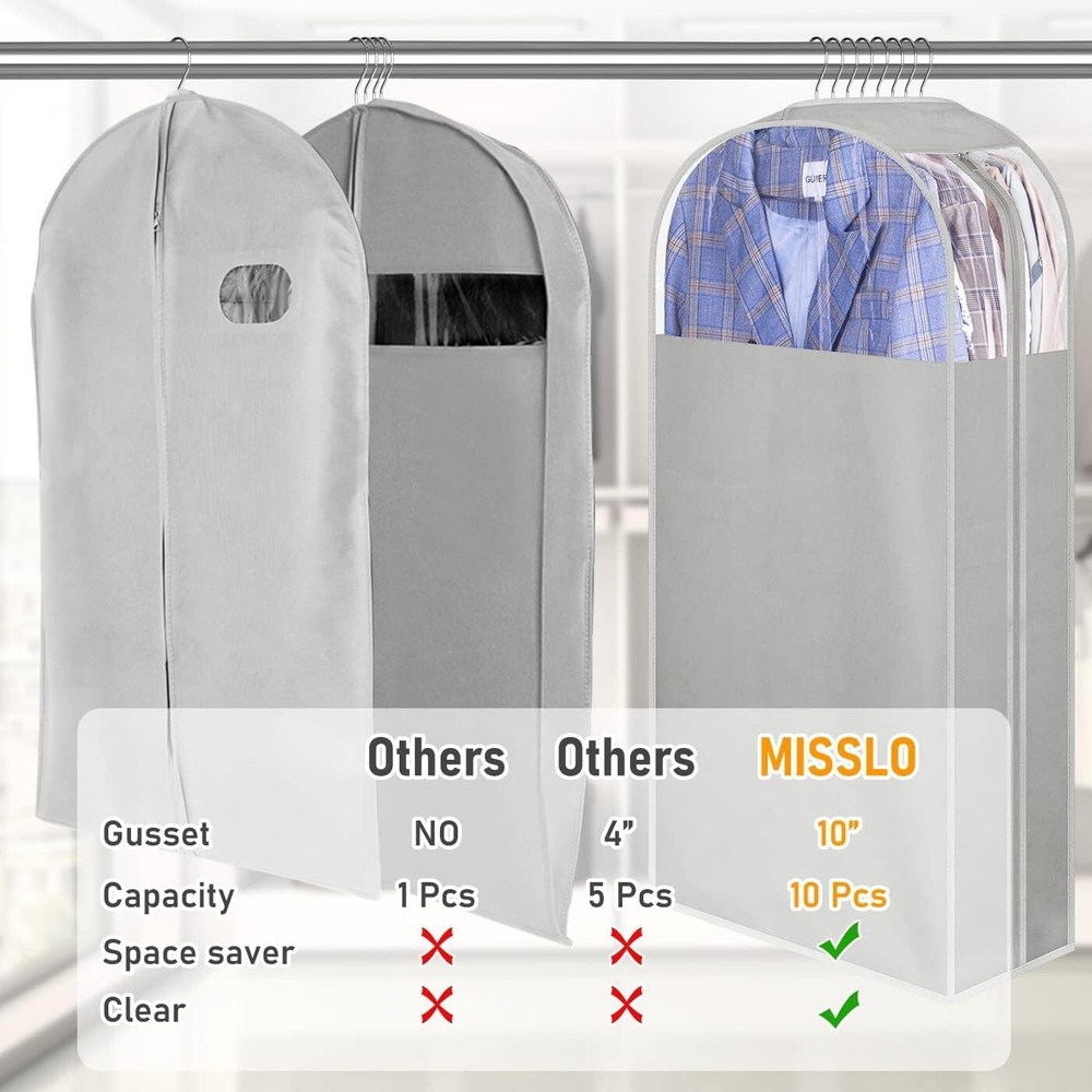 Chic 40" Garment Bags for Hanging Clothes - Dust-Proof Zippered Storage Solution