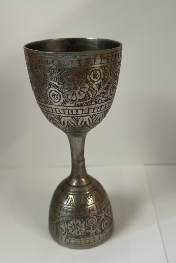 Antique BRASS DOUBLE SIDED JIGGER- INDIAN Etched