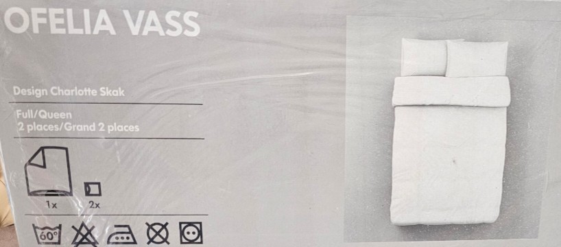 NEW: Ikea OFELIA VASS Full/Queen Duvet White cover and 2 pillowcases