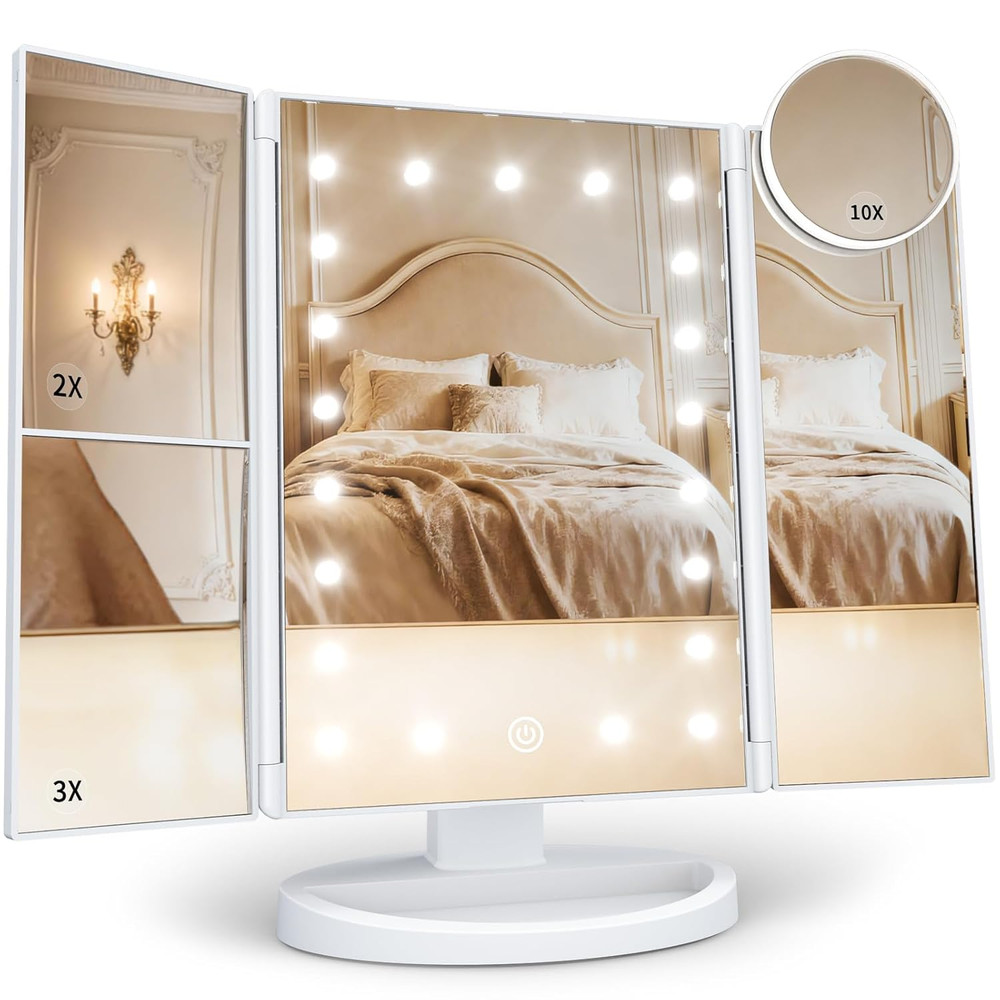 Makeup Mirror, Vanity Mirror with Lights, 2X/3X/10X Magnification, Touch Control