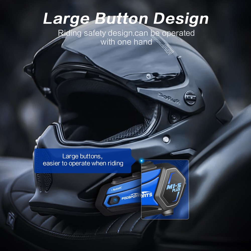 3x M1-S Plus Motorcycle Bluetooth Headset Helmet Intercom 10 Riders 2000m + FM
