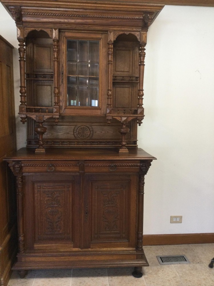 ANTIQUE SOLID OAK EUROPEAN CUBOARDS 1885