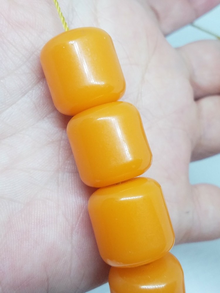 Vintage Egg Yolk Lucite Plastic Praying Beads Tassel