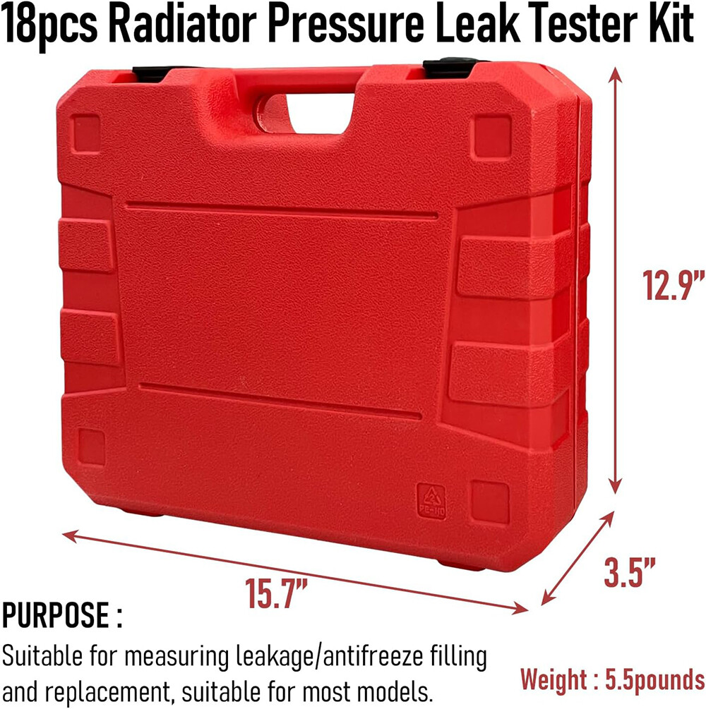 18pcs Universal Radiator Pressure Tester Kit Coolant Vacuum Type Cooling System