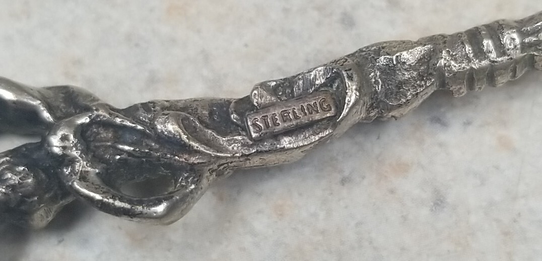 Peruzzi Italian Silver Marked Sterling Ornate Angel Cherub Cocktail Fork 5 3/4"