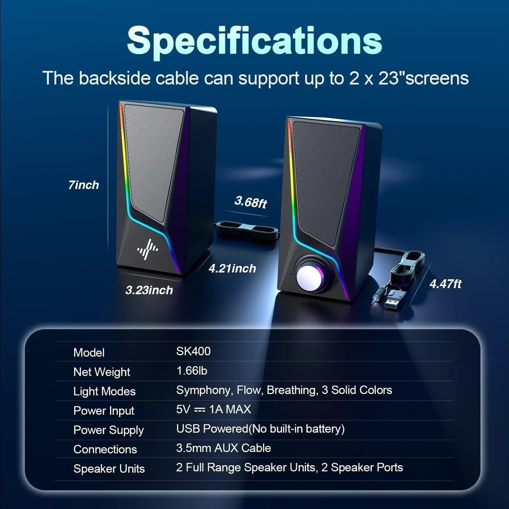 USB-Powered Hi-Fi Speakers with Touch Control & Versatile Device Compatibility