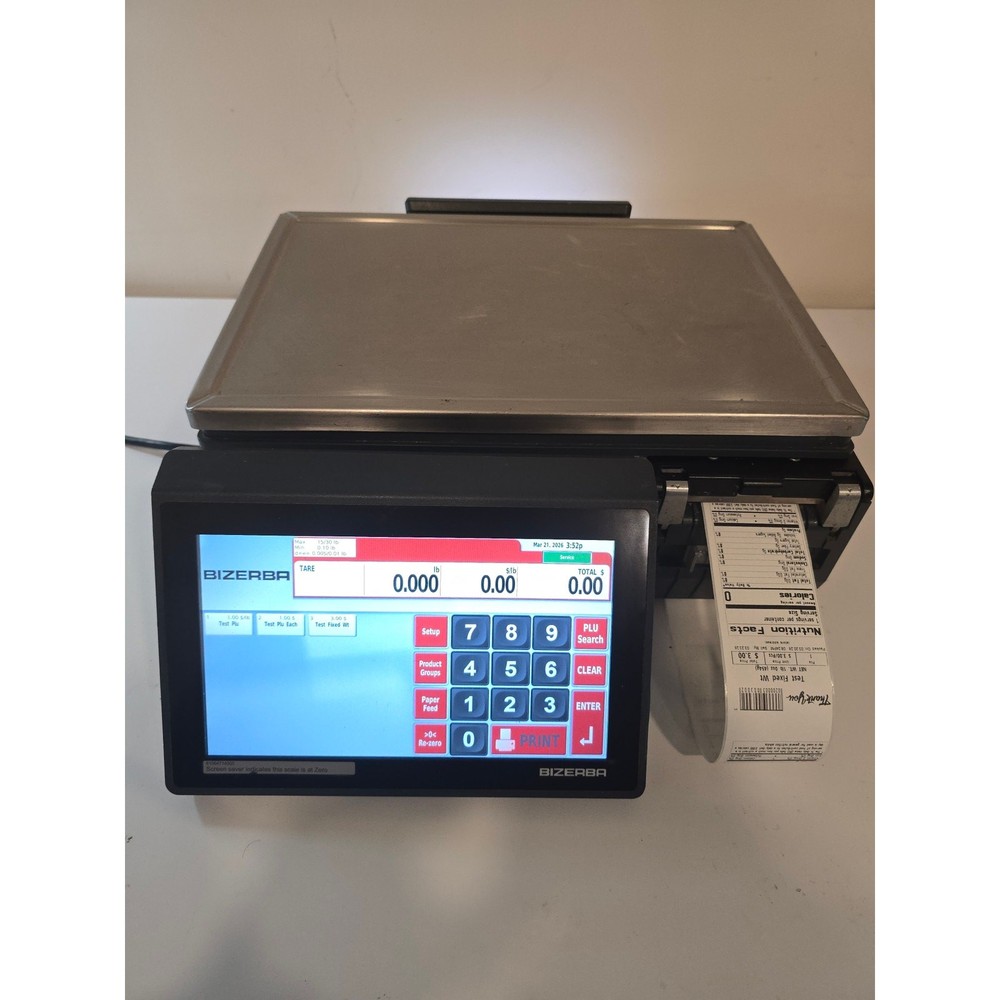 Bizerba XC 100 30lb Dual Range Touchscreen Label Printing Scale  WiFi & Printer