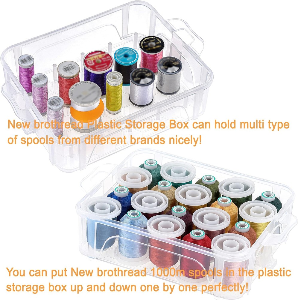 60 Brother Colors 500M Each Embroidery Machine Thread with Clear Plastic Storage