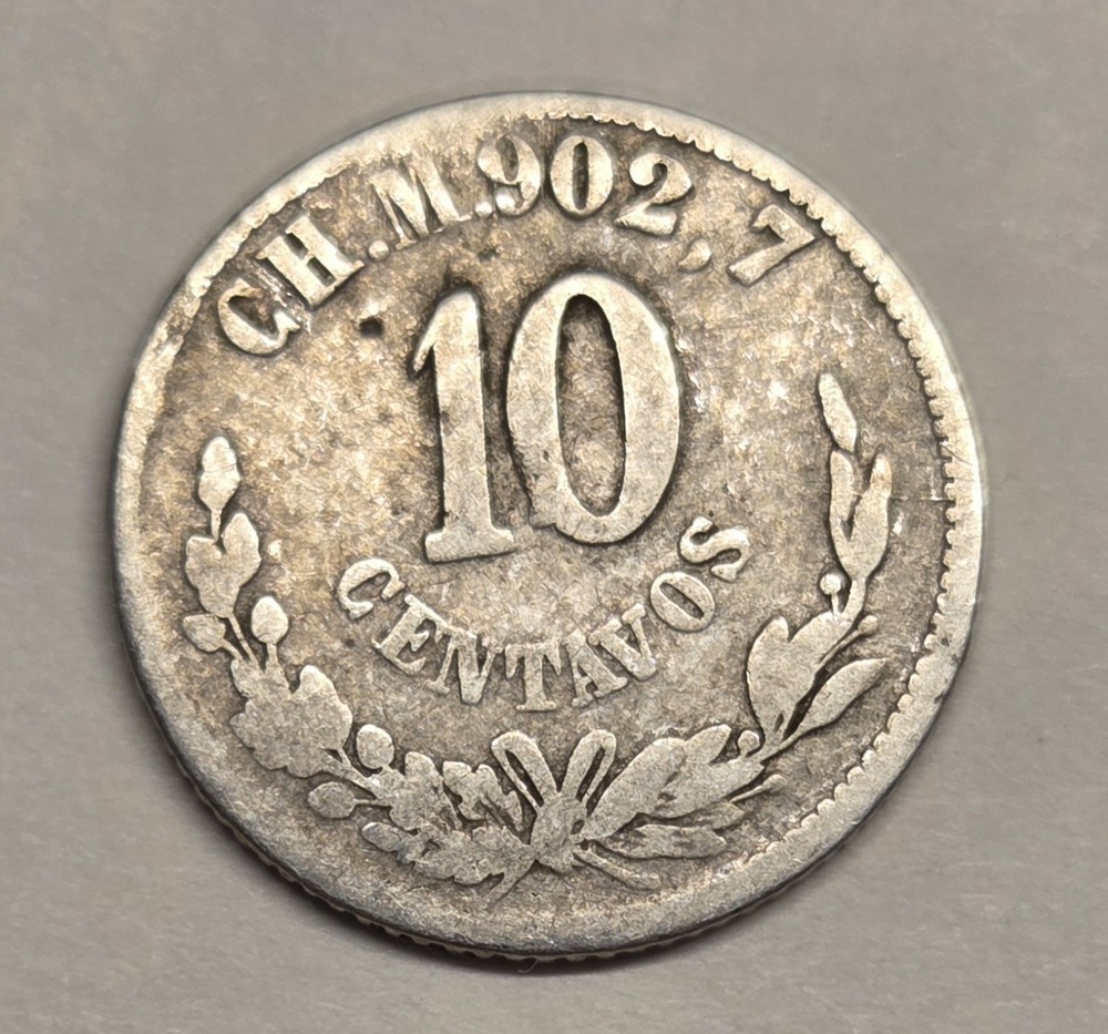1886/6 CH Mexico 10 Centavos Silver Coin