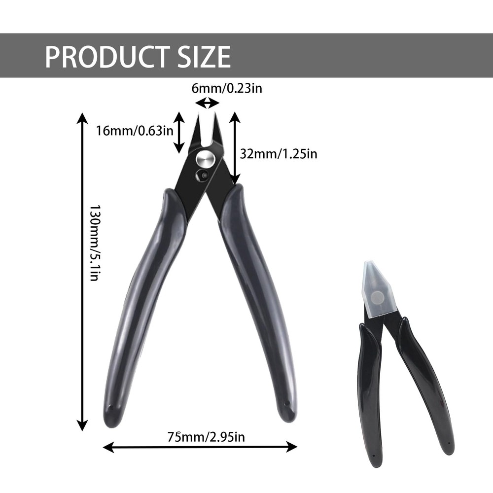 3 Pack 5 Inch Micro Wire Cutters Precision Flush Cutter Pliers for Crafting