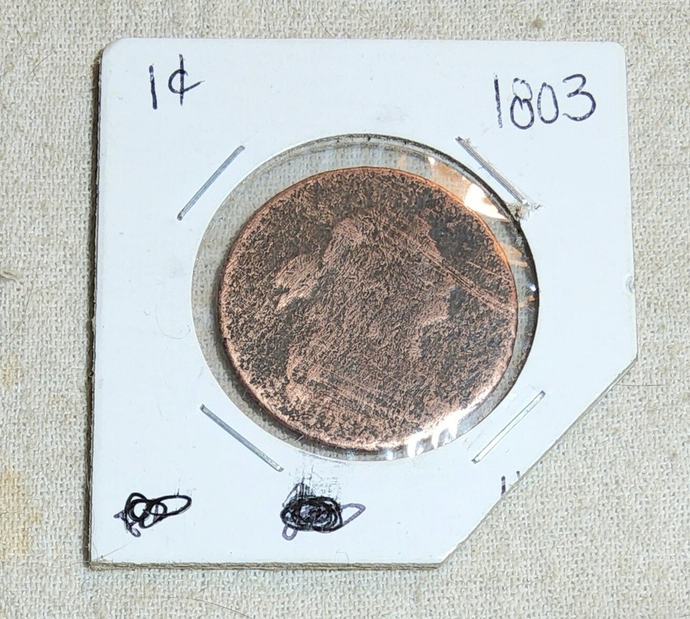 1803 DATED DRAPED BUST LARGE CENT (1 c.) US COIN ABOUT GOOD (AG) CIRCULATED COND