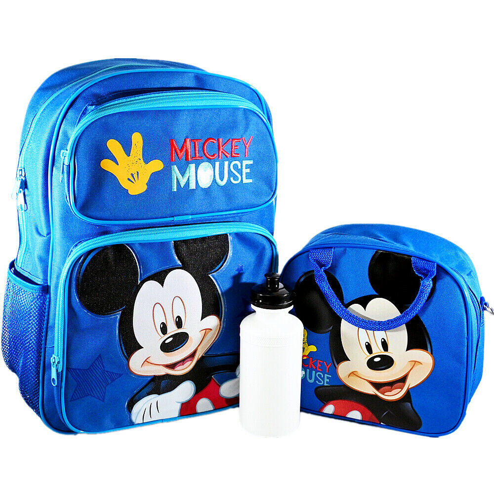 Disney Mickey Mouse 16" Large Backpack Bundle with Lunch Bag and Water Bottle