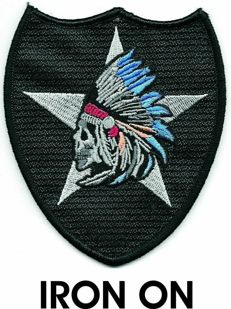 ARMY Color 2nd Infantry Division Skull Head Iron on Patch