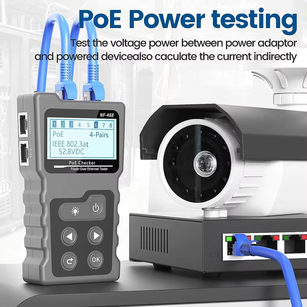 NETWORK CABLE TESTER LAN WIRE METER POE RJ45 ETHERNET VOLTAGE CURRENT TESTER