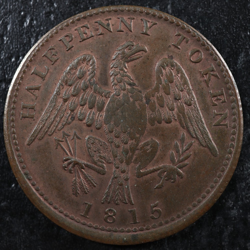 LC-54D2 Halfpenny token 1815 Lower Bas Canada Quebec Spread eagle Breton 994