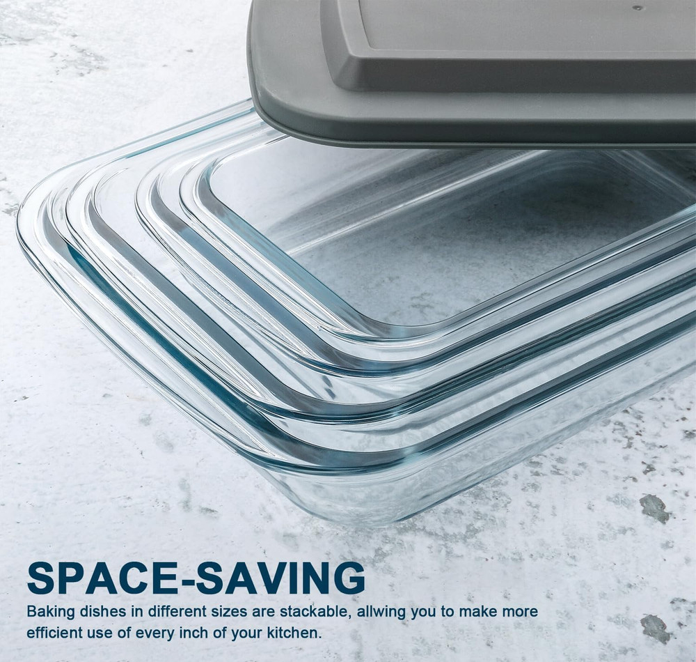 8-Piece Deep Glass Baking Dish Set with Plastic Lids,Rectangular Glass Bakeware