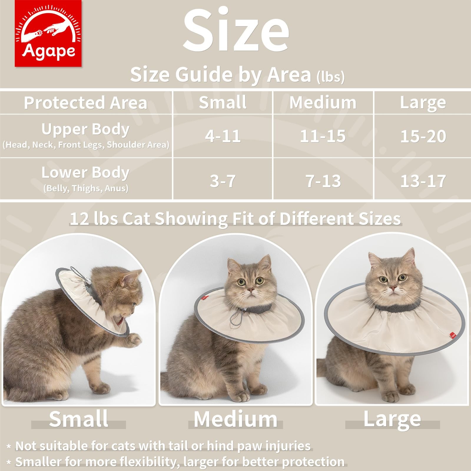 Agape Comfortable Cat Cone - Lightweight Soft Recovery Collar for Cats After ...