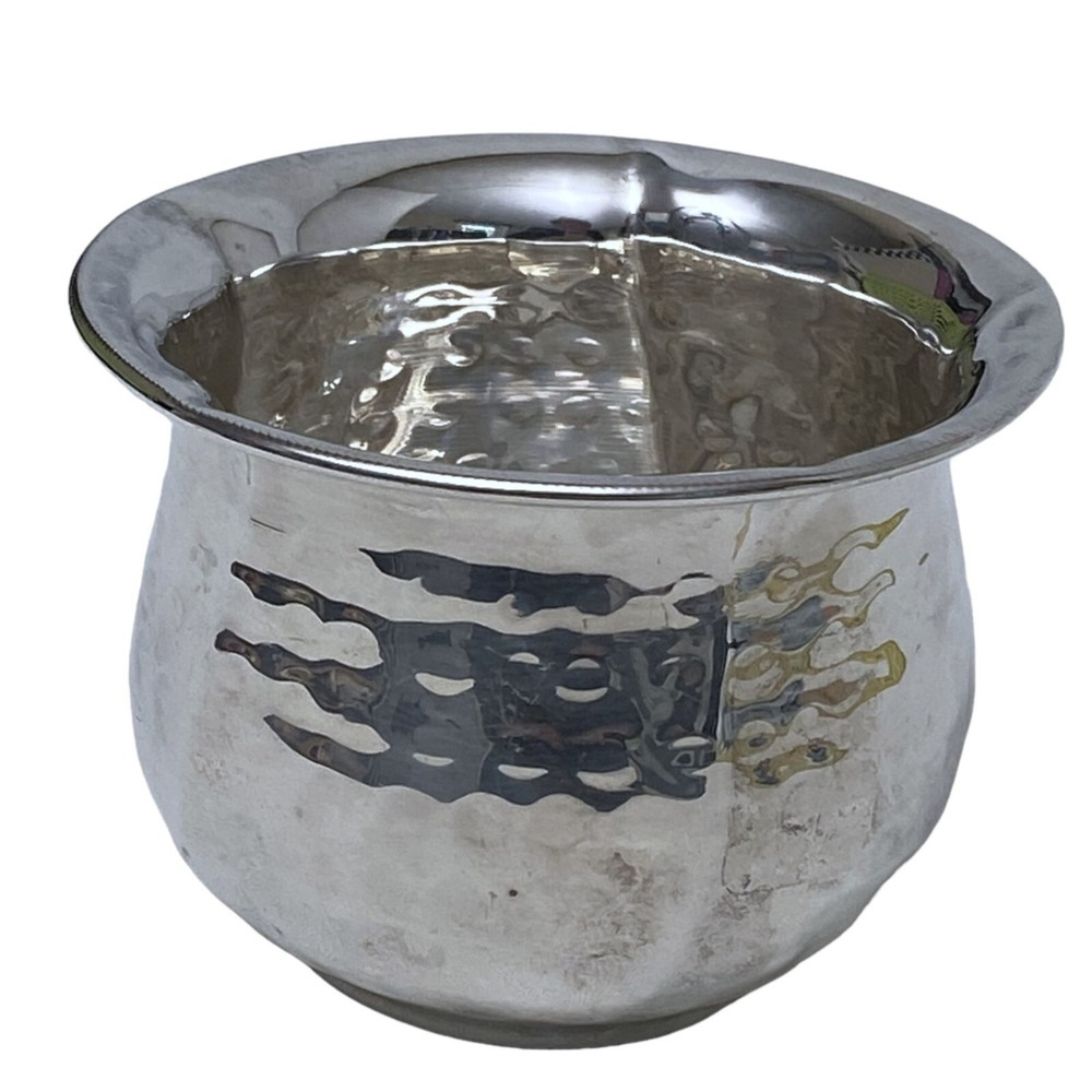 Hammered Silverplate Bowl 3" x 4" Cachepot Candy Dish Signed