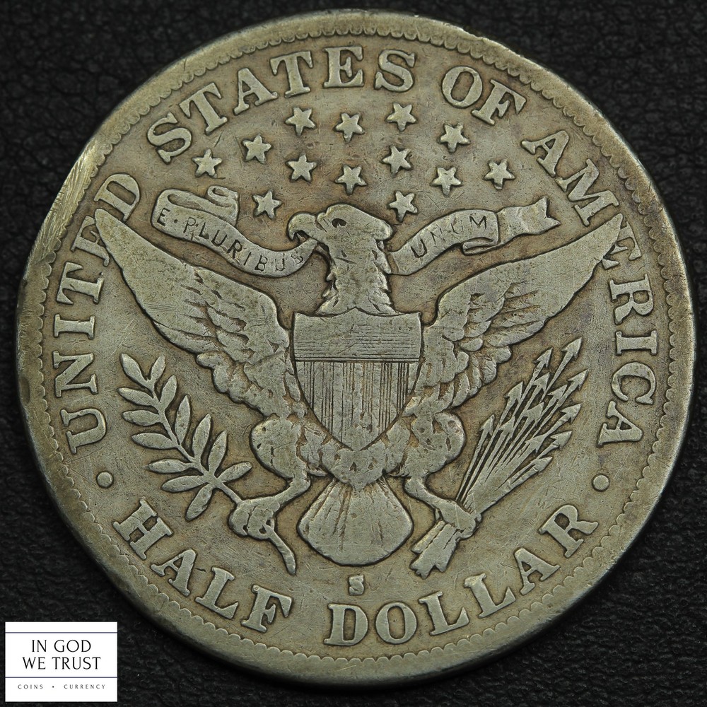 1892 S Barber Silver Half Dollar 50C - Cleaned