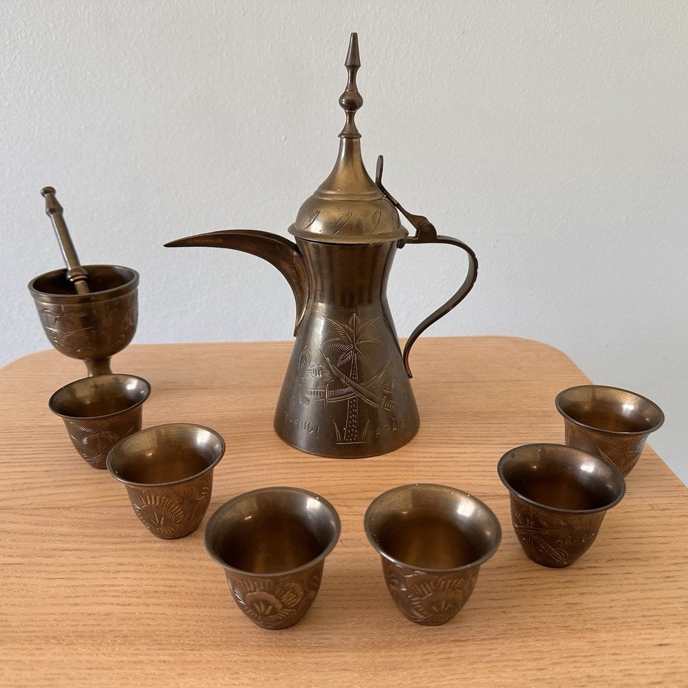 Vintage Brass Saudi Coffee Set