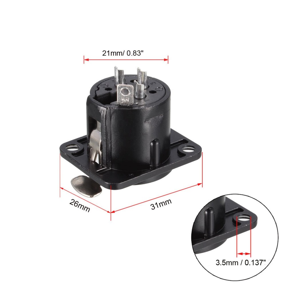 XLR Female Jack Panel Mount Microphone Connector Adapter Converter Black 3pcs