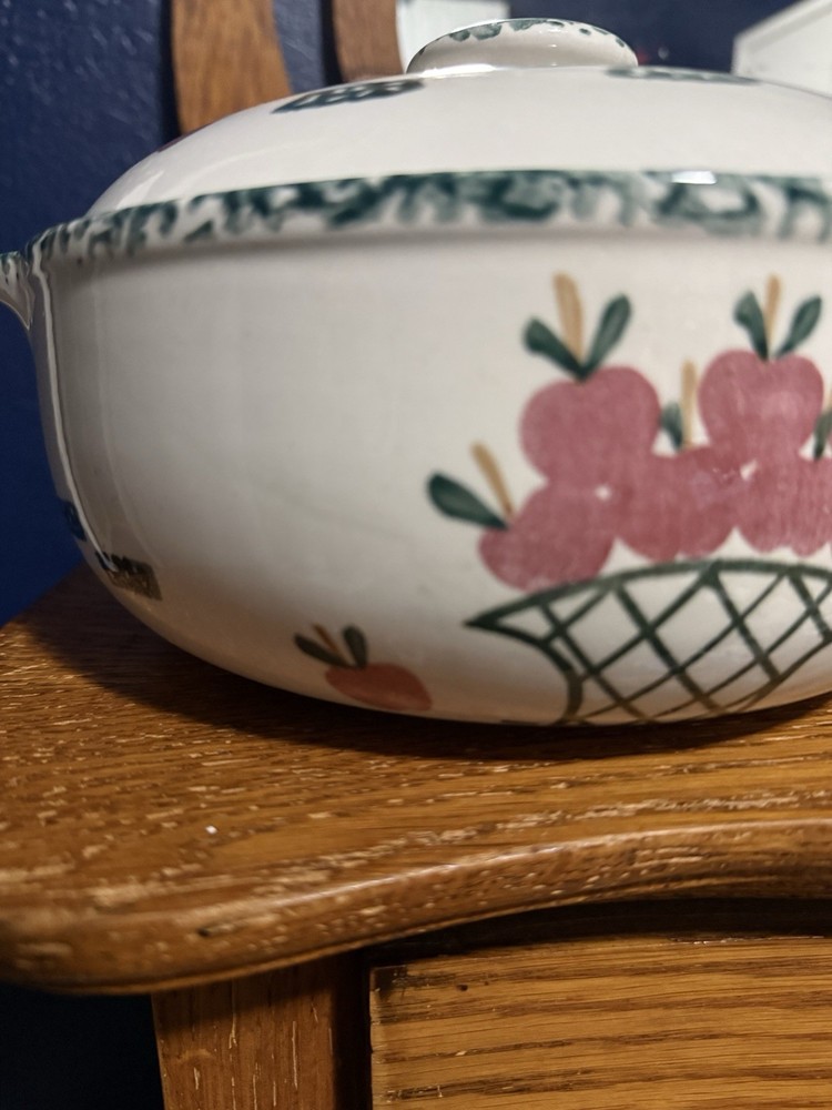 Stoneware Serving Bowl with Lid, Apple Design