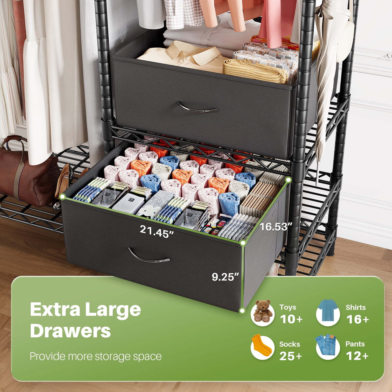 HOKEEPER Wire Garment Rack Closet Wardrobe Heavy Duty Clothes Clothing Racks