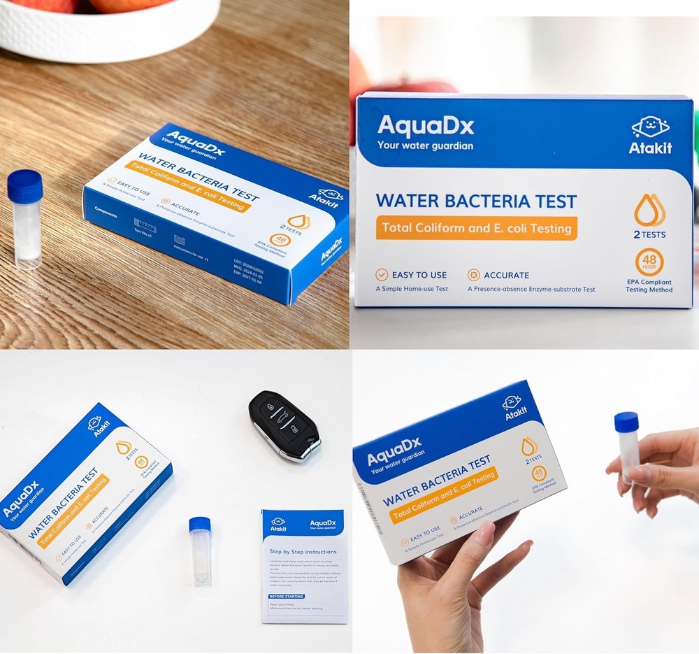 AquaDx 2 Pcs Water Bacteria Test Kit Total Coliform and E.coli Testing Blue
