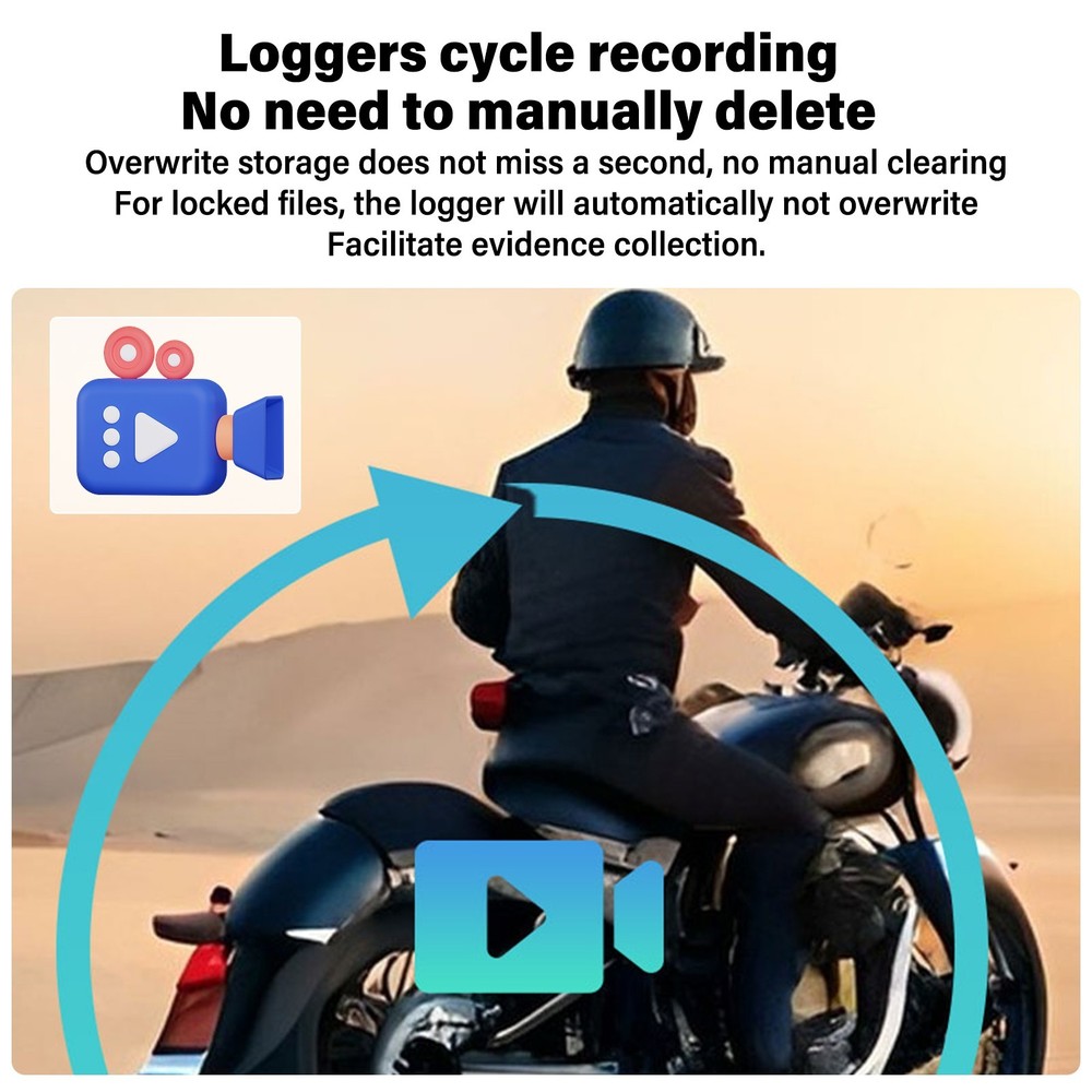 Motorcycle Dashcam 7inch Touchscreen Loop Recording GPS Tracking Bluetooth V4.0