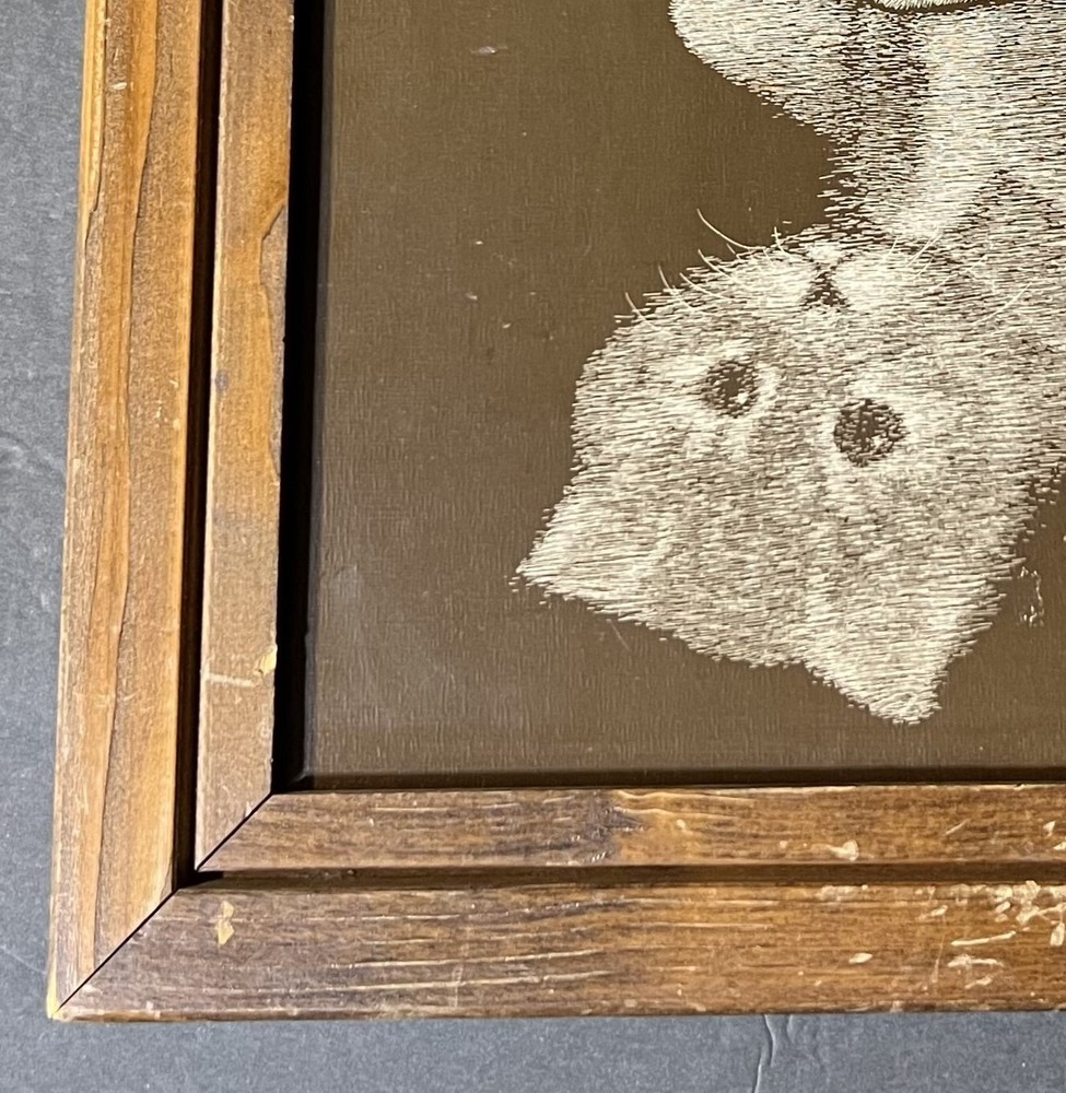 Cats by Chaplan (Framed, Wooden Picture) Duality/Mirror Image