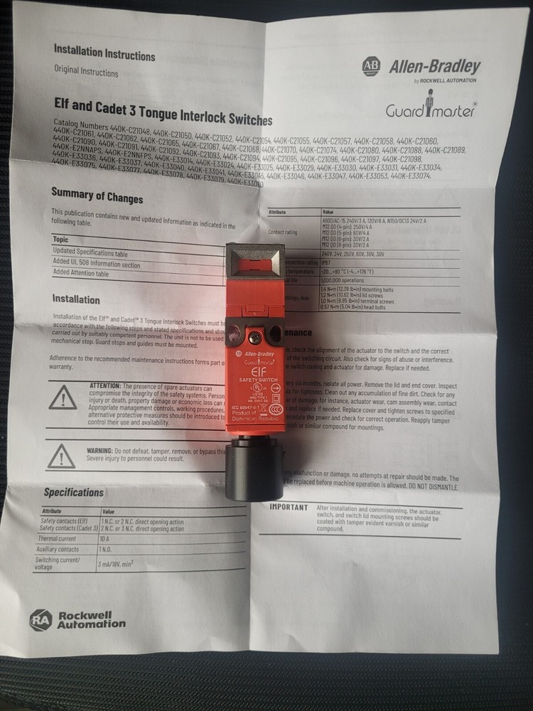 Allen-Bradley 440K-E33031 ELF Safety Interlock Switch NEW