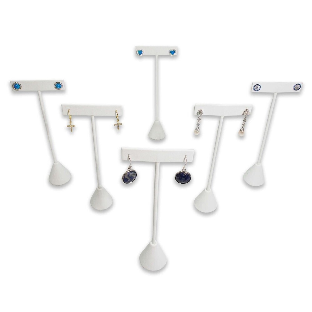 White Leatherette Earring T Shape Display Stands