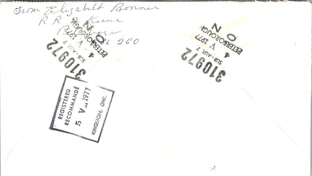Canada 1977 Registered Mail - Peterborough Ont - A02280
