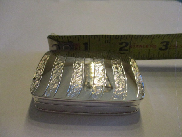 Large sterling silver pill box rectangular shape gorgeous design on top 1 3/4