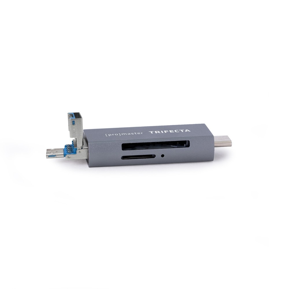 ProMaster Trifecta UHS-I Card Reader SD & Micro SD USB-A, USB-C & Micro-B #72409