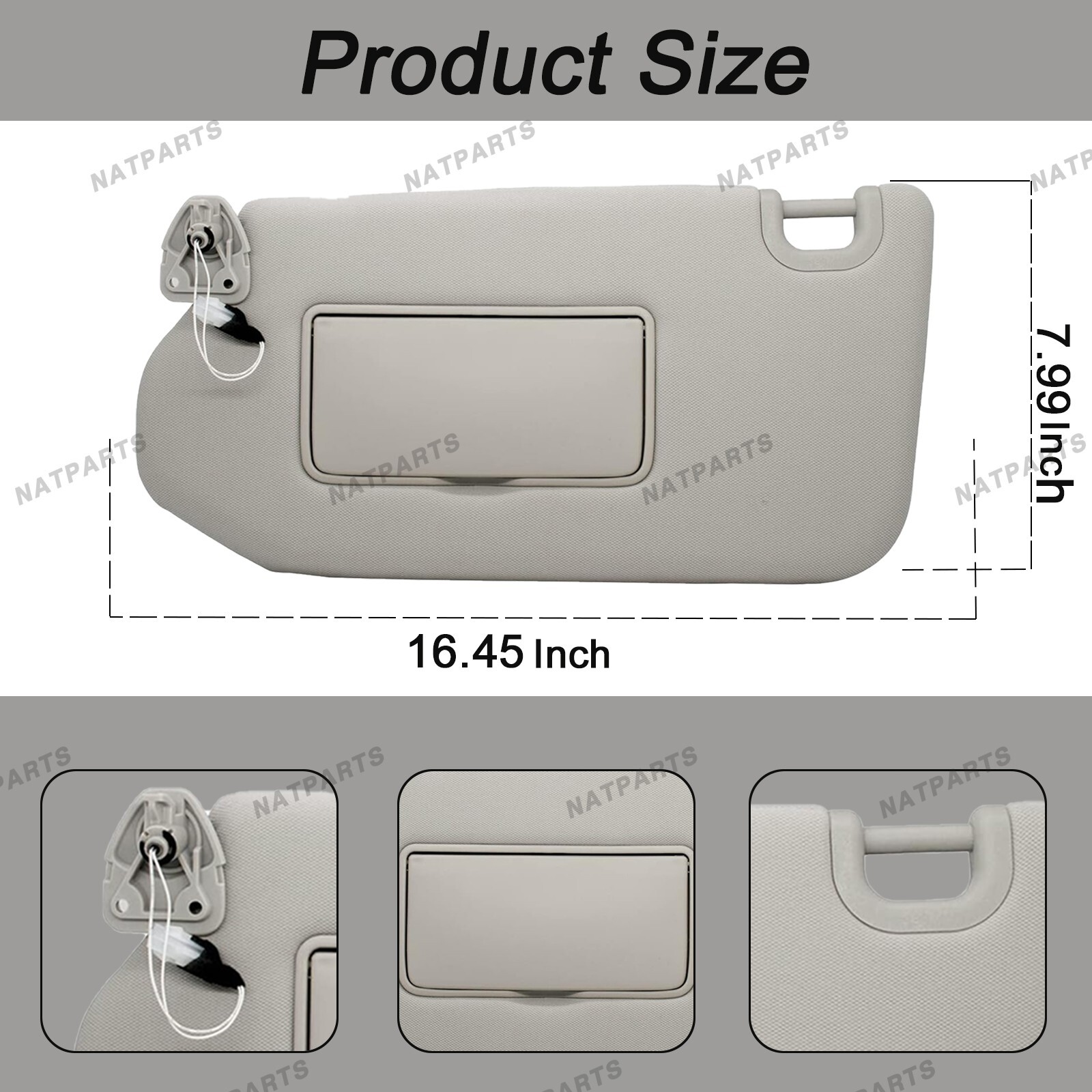 Left Driver Side Sun Visor W/Light for 2013-2020 Infiniti QX60 96401-9PB0A