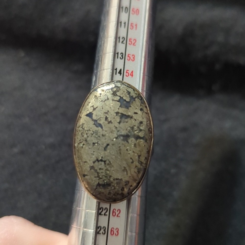 Silver Plated Grey Marcasite Gemstone Oval Statement Ring - Size 8.5