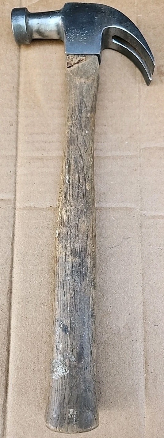 Vtg Heller USA Carpenter Claw Hammer Hickory Handle (Stamped Head)