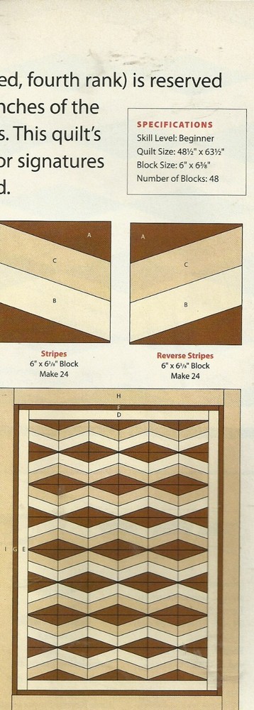 C0192 CORPORALS STRIPES QUILT PATTERN/INSTRUCTIONS