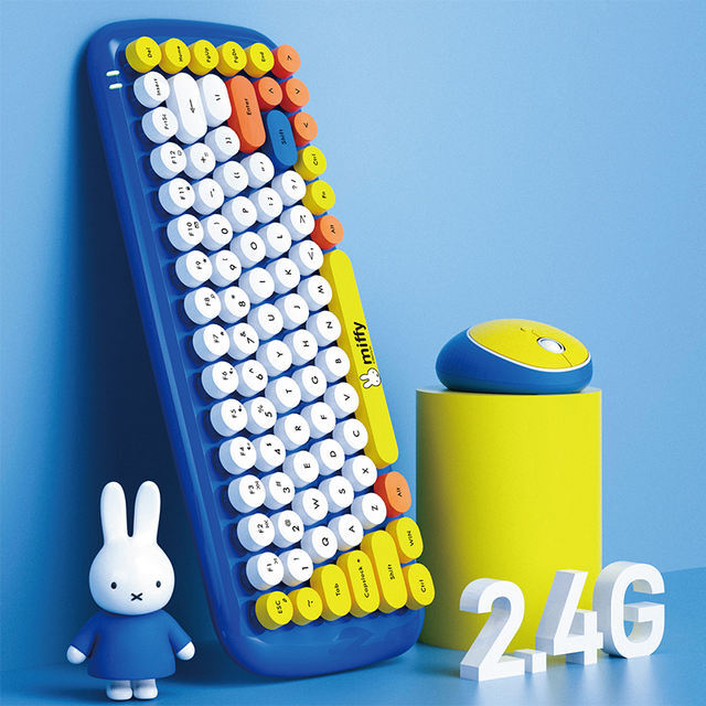 Miffy Dick Bruna Keyboard + Mouse + Mat Set Wireless Blue Yellow