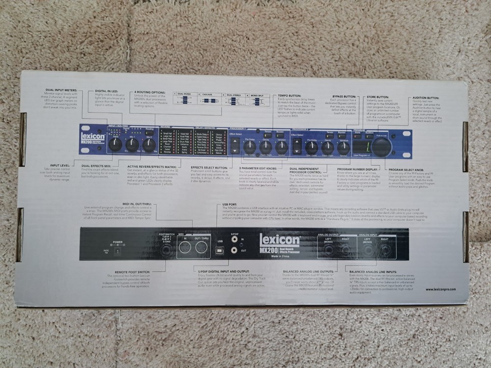 Lexicon MX200 Dual Reverb Effects Processor Rack Mount Mint