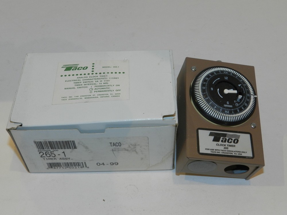 Taco - Analog Clock Timer - Model 265-1    Timer Switch 5A @ 115v115v NEW NIB