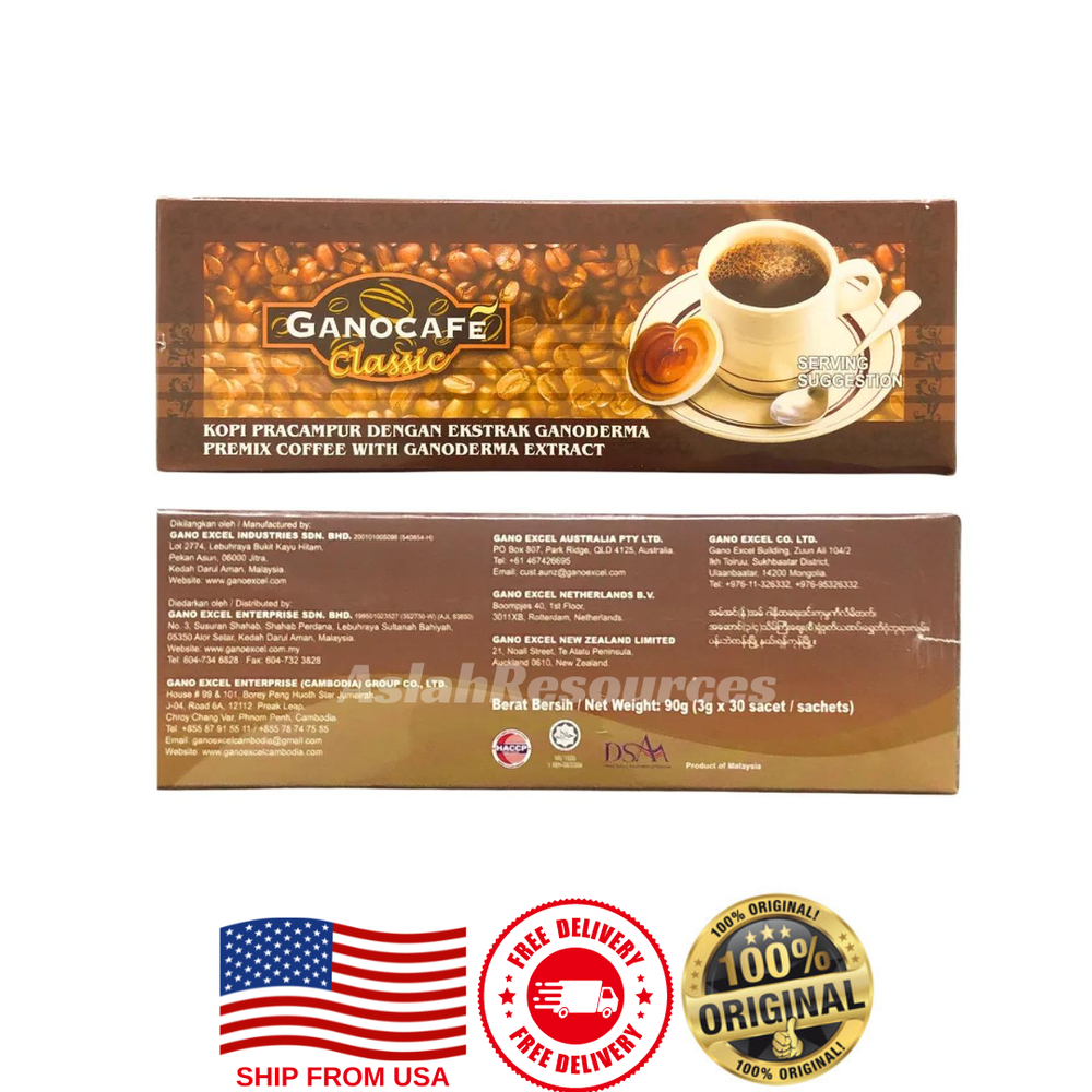 2boxes Gano Excel GanoCafe Classic Ganoderma Premix Coffee 60Sachets ShipFrom US