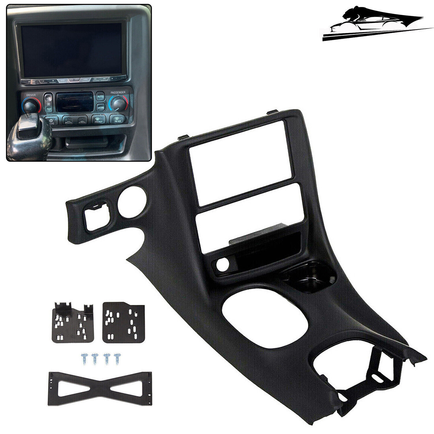 Double Din Dash Installation Kit Radio Console For Chevy Corvette C5 97-04 Black