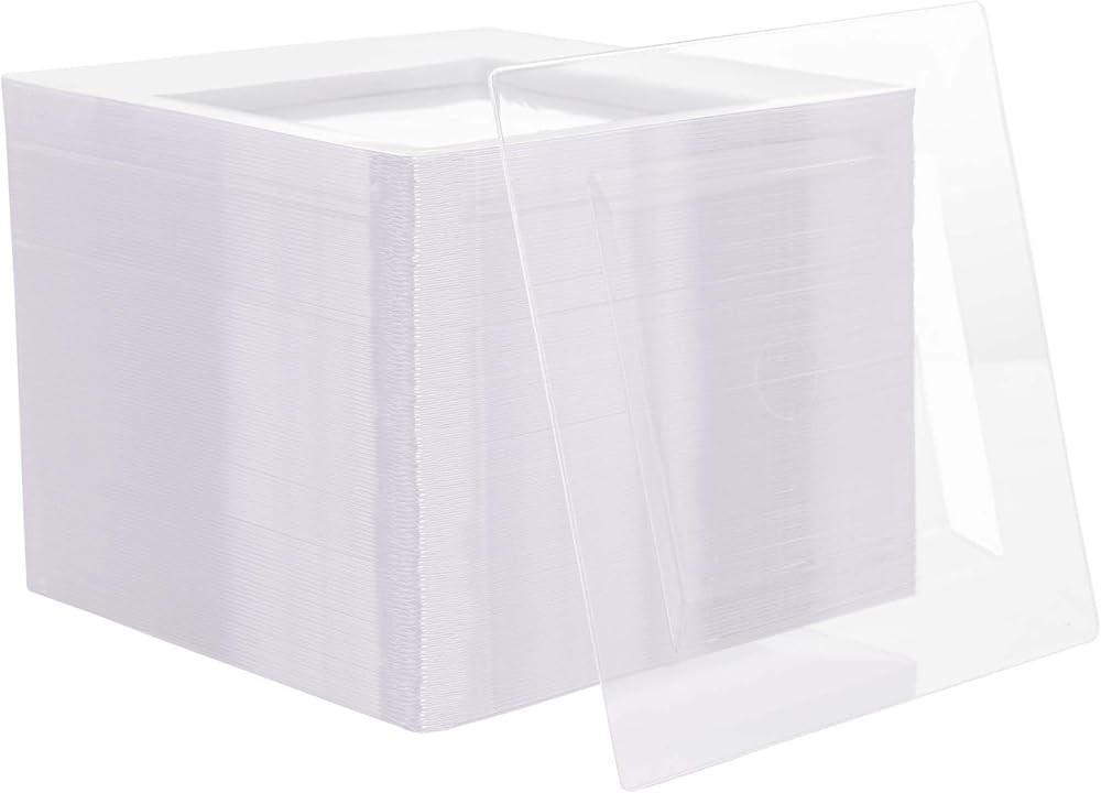 6.5 Inch Square Clear Plastic Plates for Dert & Appetizer, Durable