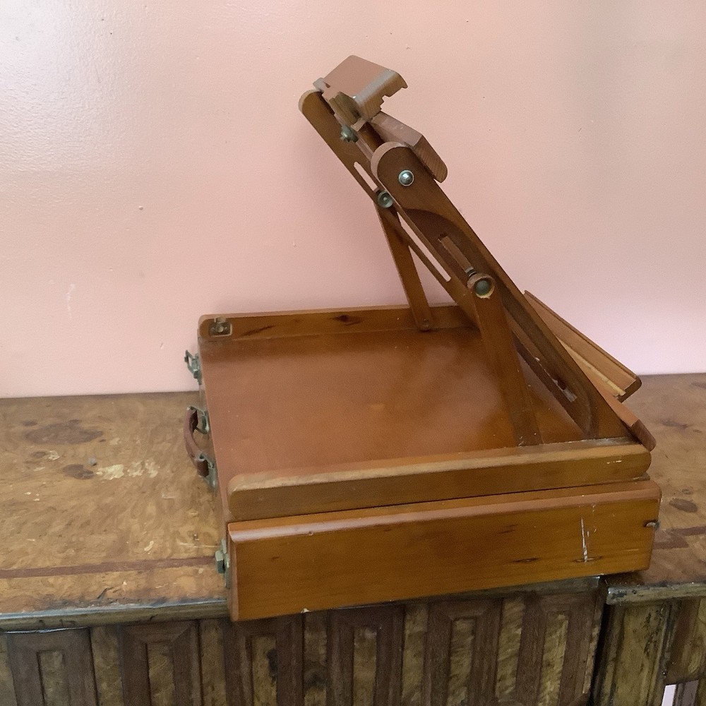 Wood Easel Table-Top Model Adjustable Portable With Double Drawer Handle