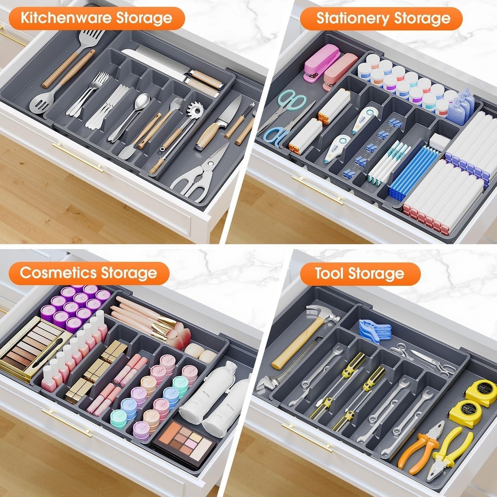Silverware Organizer，Adjustable & Expandable Utensil Drawer Organizer, BP