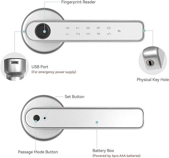 Fingerprint Door Lock Touchscreen Biometric Keyless Entry